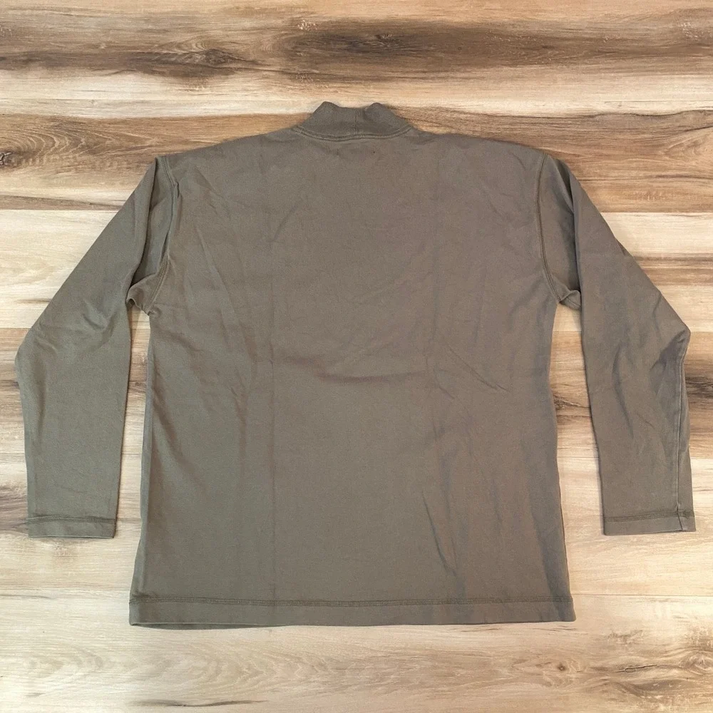 Banana Republic Shirt Men Large Mock Neck Long Sleeve T-Shirt Olive Green Cotton